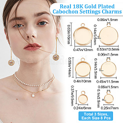 24Pcs 3 Styles Brass Pendant Cabochon Settings&nbsp;KK-BBC0003-78