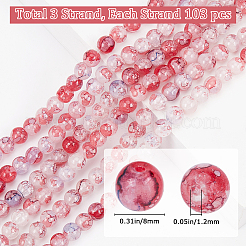 3 Strands Baking Paint Crackle Glass Bead Strands&nbsp;CCG-SP0001-01