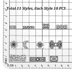 110Pcs 11 Styles Tibetan Style Alloy Multi-Strand Links&nbsp;TIBE-PH0002-59