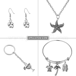 100Pcs 10 Style Ocean Theme Tibetan Style Alloy Pendants&nbsp;TIBEP-CJ0001-70
