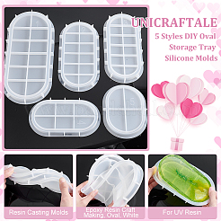 5Pcs 5 Styles DIY Oval Storage Tray Silicone Molds&nbsp;DIY-UN0006-63