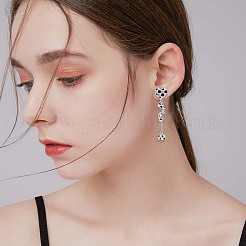 Enamel Checkerboard Heart & Twist & Cube Dangle Stud Earrings with Rhinestone&nbsp;JE1033A