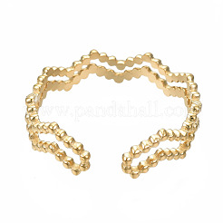 304 Stainless Steel Wave Wrap Open Cuff Ring&nbsp;RJEW-T023-66G