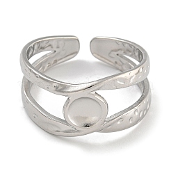 304 Stainless Steel Open Cuff Ring Components&nbsp;RJEW-U014-01P