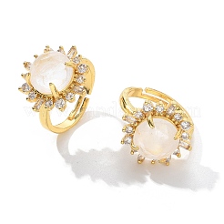 Sunflower Natural Quartz Crystal Finger Rings&nbsp;RJEW-B113-03G-07