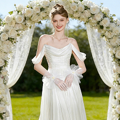 Polyester Lace Gloves for Bride&nbsp;AJEW-WH0609-859