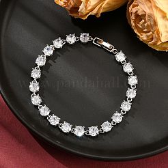 Brass Micro Pave Clear Cubic Zirconia Bracelets&nbsp;BJEW-D333-01P