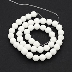 Natural White Jade Round Bead Strands&nbsp;G-J285-01