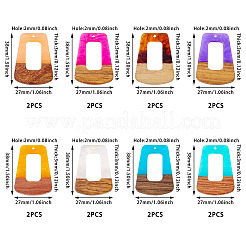 16Pcs 8 Colors Resin & Wood Pendants&nbsp;RESI-TA0003-72