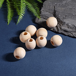 Natural Unfinished Wood Beads&nbsp;WOOD-25-LF