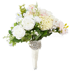 1Pc Plastic & Alloy & Polyester & Rhinestone Flower Bouquet Ribbon&nbsp;DIY-FG0010-32