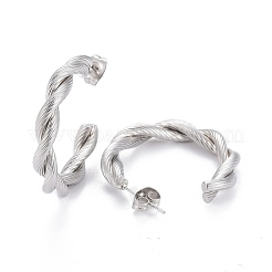 Tarnish Resistant 201 Stainless Steel Half Hoop Earrings&nbsp;EJEW-F257-07P