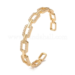 Rack Plating Brass Micro Pave Cubic Zirconia Cuff Bangles&nbsp;BJEW-E071-27G