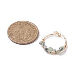 Round Natural Moss Agate & Apatite & Amethyst Open Cuff Rings&nbsp;RJEW-TA00129