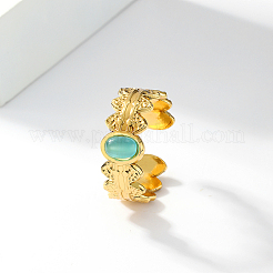 Stylish Oval 201 Stainless Steel Irregular Texture Open Cuff Rings&nbsp;LI2360