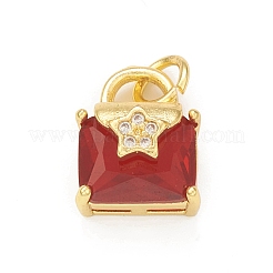 Rack Plating Brass Micro Pave Clear Cubic Zirconia Charms&nbsp;KK-C011-50G