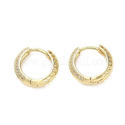 Brass Micro Pave Cubic Zirconia Hoop Earrings&nbsp;KK-CBA30C7-28G