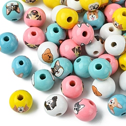 50Pcs 10 Colors Wood European Beads&nbsp;WOOD-FS0001-26