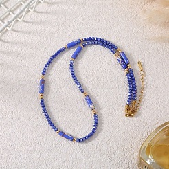 Dyed Natural Imperial Jasper Column and Glass Beaded Necklaces for Women&nbsp;CN0218