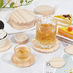 15Pcs 3 Style Wooden Cup Mats&nbsp;AJEW-CN0002-09