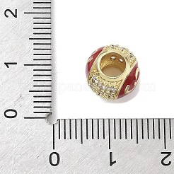 Real 18K Gold Plated Brass Micro Pave Cubic Zirconia Barrel European Beads&nbsp;KK-K368-19G-03