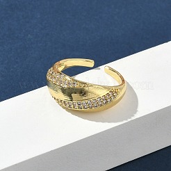 Brass Micro Pave Cubic Zirconia Cuff Open Rings&nbsp;RJEW-C163-01G