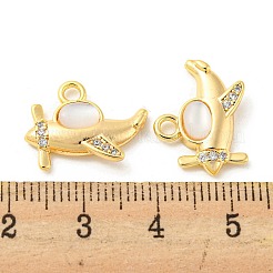 Brass Micro Pave Cubic Zirconia with Shell Pendants&nbsp;KK-Q809-15G