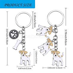 WEWAYSMILE 2 pcs Dog Keychain Car Keychain Pet Pendant Key-Ring Lovely Dog Key-ring Portable Metal Keychain Gift for Pet Lover Birthday Puppy Theme Party Supplies (Jack Dog)&nbsp;JX796A