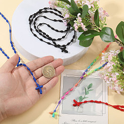 8Pcs 4 Colors Nylon Cross Pendant Rosary Bead Necklaces&nbsp;DOLL-CA0001-03