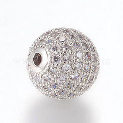 Brass Micro Pave Cubic Zirconia Beads&nbsp;ZIRC-E134-12mm-04P