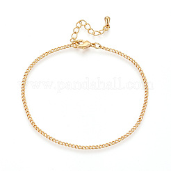 Brass Curb Chain Bracelets for Women&nbsp;BJEW-N032-08D-G