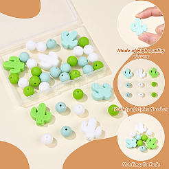 Cactus/Round Silicone Beads&nbsp;SIL-YW0001-50C