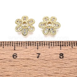 Brass Micro Pave Clear Cubic Zirconia Bead Caps&nbsp;KK-Q071-08G-02