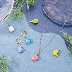 5Pcs Glazed Nautilus Seashell Shape Porcelain Pendants&nbsp;PALLOY-TAC0222