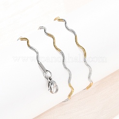 1.5MM Two Tone 304 Stainless Steel Wave Snake Chain Necklaces for Women&nbsp;NJEW-G194-01GP