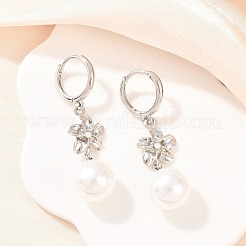 Valentine's Day Flower Brass Hoop Earrings&nbsp;EJEW-Z164-03P