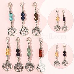 7Pcs Natural & Synthetic Gemstone and Alloy Pendant Decorations&nbsp;HJEW-FS00043