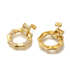 Rack Plating Polygon Brass Micro Pave Clear Cubic Zirconia Stud Earrings&nbsp;EJEW-H016-29G