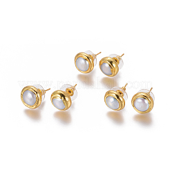 Natural Pearl Stud Earrings&nbsp;EJEW-F230-13G