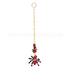 Halloween Theme Spider & Skull Dyed Synthetic Turquoise & Glass Seed Beads Pendant Decorations&nbsp;HJEW-MZ00282-02