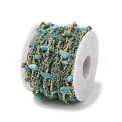 Brass Enamel & Synthetic Turquoise Link Chain&nbsp;CHC-A009-02G