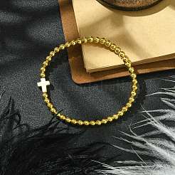 4mm Round Synthetic Non-magnetic Hematite Beaded Stretch Bracelets&nbsp;BJEW-JB10562