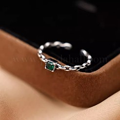 Square Brass Micro Pave Cubic Zirconia Cuff Rings&nbsp;FS-WG71659-01