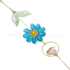 Alloy Enamel Bee & Glass Flower Crystal Suncatcher&nbsp;HJEW-TA00475-04