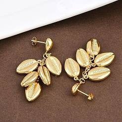 304 Stainless Steel Dangle Stud Earrings&nbsp;EJEW-P325-05E-G