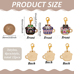 12Pcs 3 Styles Alloy Enamel Zipper Pull Pendant Decorations&nbsp;HJEW-FG00017