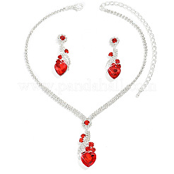 Brass Rhinestone Pendant Necklaces & Stud Earrings Sets for Women&nbsp;WGFE659-01