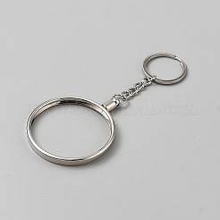 Flat Round Alloy Coin Holder Keychains&nbsp;FIND-WH0816-092P