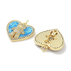 Brass Micro Pave Clear Cubic Zirconia Pendants&nbsp;KK-L213-005G