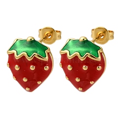 Brass Enamel Stud Earrings&nbsp;EJEW-D322-06G-02